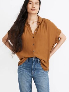 Madewell Central Drapey Shirt Dark Tobacco S Oversized Blouse